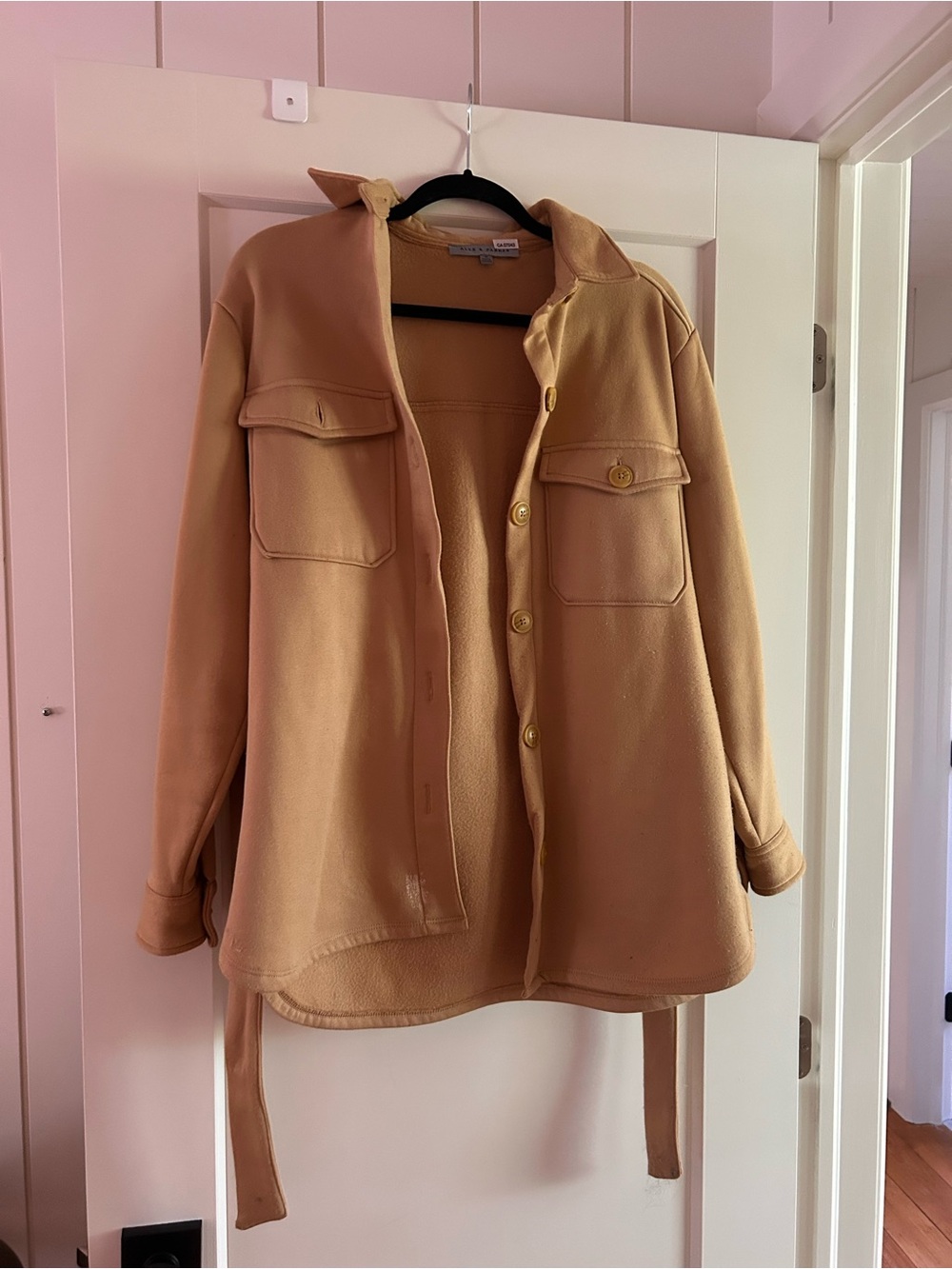 Women's Tan Utility Shacket with Front Pockets